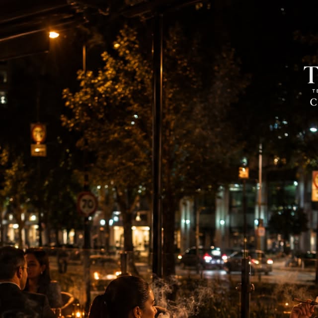 The terrace on Masaryk at night
